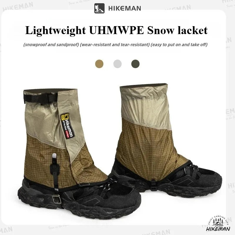 HIKEMAN 20D+UHMWPE Windproof Outdoor Hiking Gaiters Large Leg Covers for Camping Skiing Mountaineering Desert Trekking Unisex