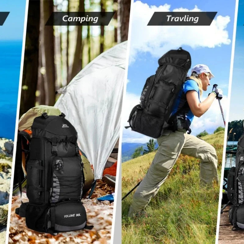 90L Waterproof Hiking Backpack Camping Rucksack Large Capacity Travel Outdoor Sports Bag for Trekking Backpacking Adventure Gear