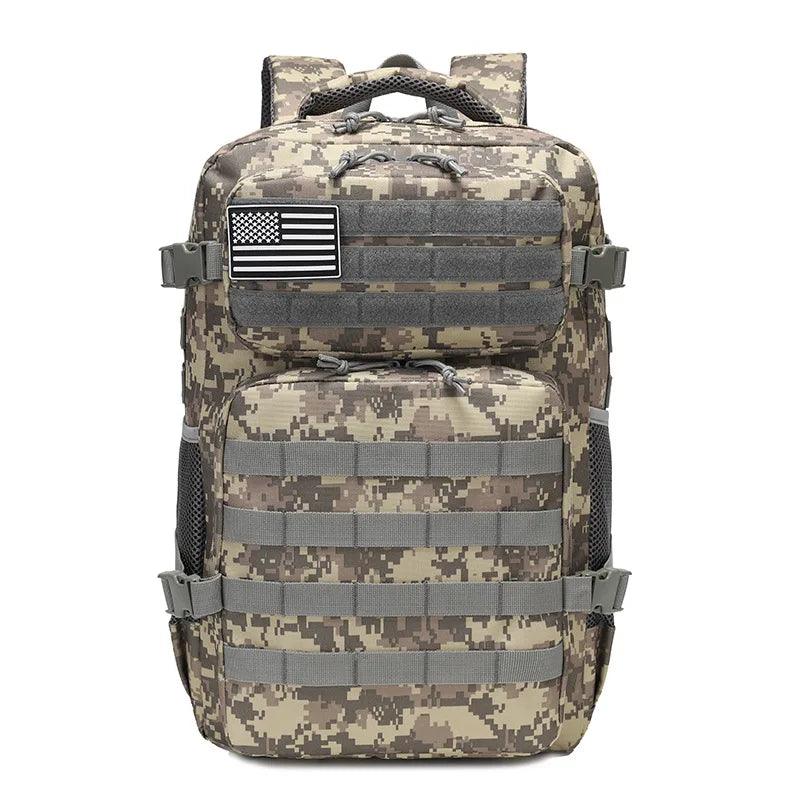 Camouflage Tactical Outdoor Hiking Backpack Double Shoulder Cycling Gear for Camping - Durable Nylon Backpack