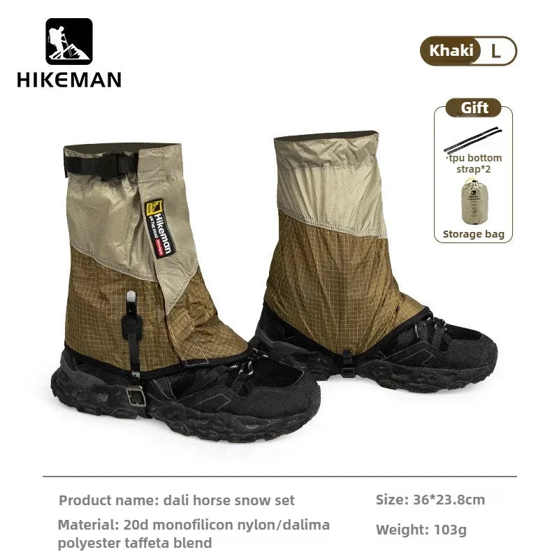HIKEMAN 20D+UHMWPE Windproof Outdoor Hiking Gaiters Large Leg Covers for Camping Skiing Mountaineering Desert Trekking Unisex