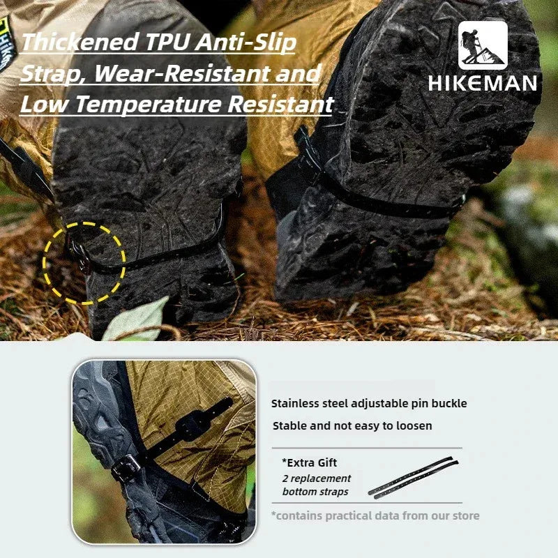 HIKEMAN 20D+UHMWPE Windproof Outdoor Hiking Gaiters Large Leg Covers for Camping Skiing Mountaineering Desert Trekking Unisex