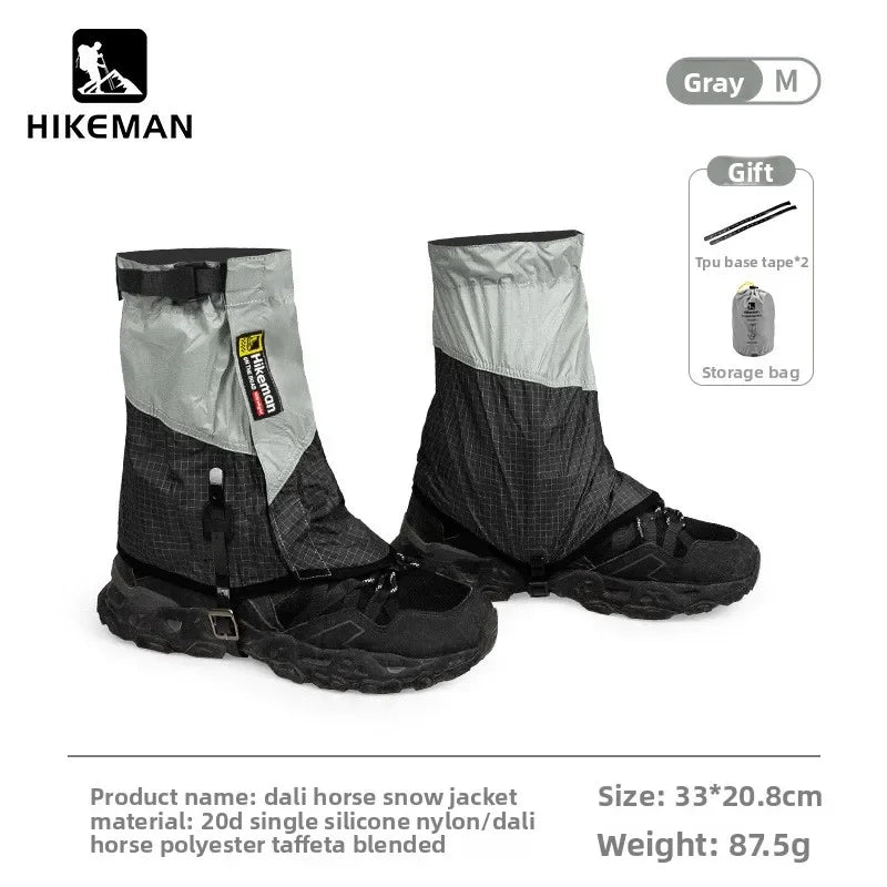HIKEMAN 20D+UHMWPE Windproof Outdoor Hiking Gaiters Large Leg Covers for Camping Skiing Mountaineering Desert Trekking Unisex