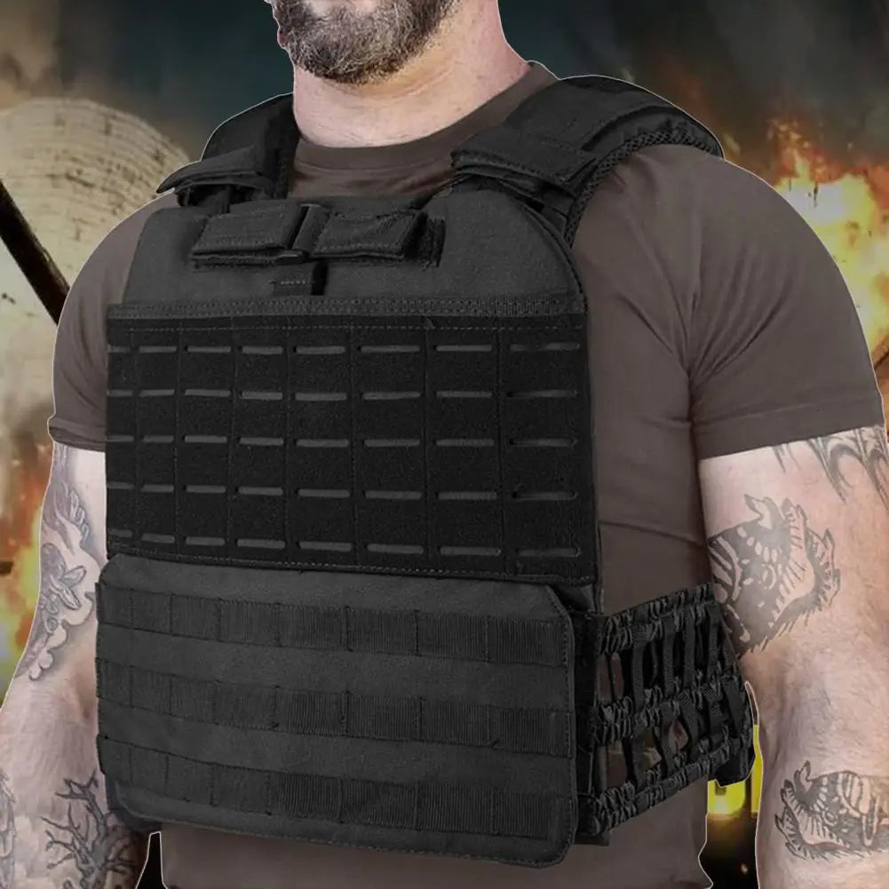 Outdoor Vest Adjustable Breathable Decompression Sleeveless Shockproof Elastic Waist Vest forHunting Outdoor