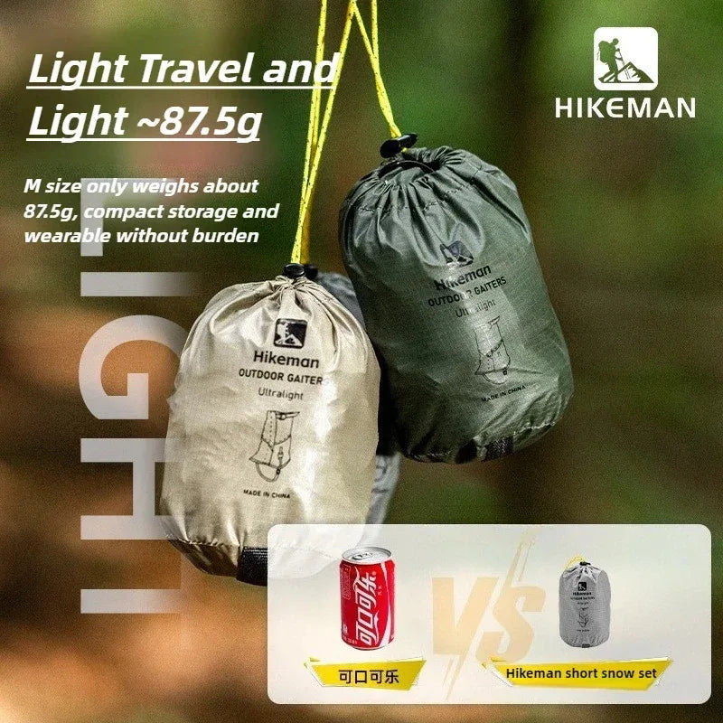 HIKEMAN 20D+UHMWPE Windproof Outdoor Hiking Gaiters Large Leg Covers for Camping Skiing Mountaineering Desert Trekking Unisex