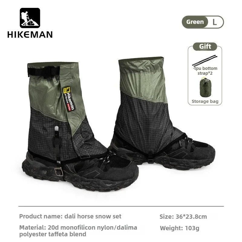 HIKEMAN 20D+UHMWPE Windproof Outdoor Hiking Gaiters Large Leg Covers for Camping Skiing Mountaineering Desert Trekking Unisex
