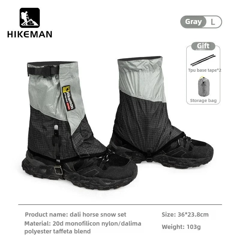 HIKEMAN 20D+UHMWPE Windproof Outdoor Hiking Gaiters Large Leg Covers for Camping Skiing Mountaineering Desert Trekking Unisex
