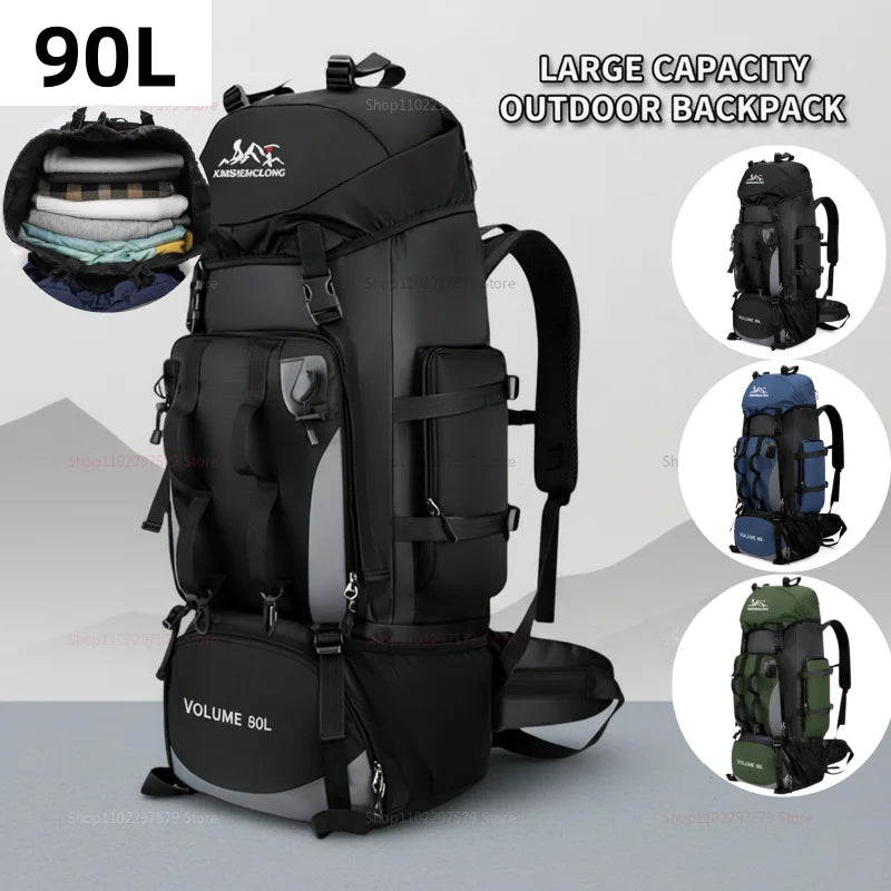 90L Waterproof Hiking Backpack Camping Rucksack Large Capacity Travel Outdoor Sports Bag for Trekking Backpacking Adventure Gear